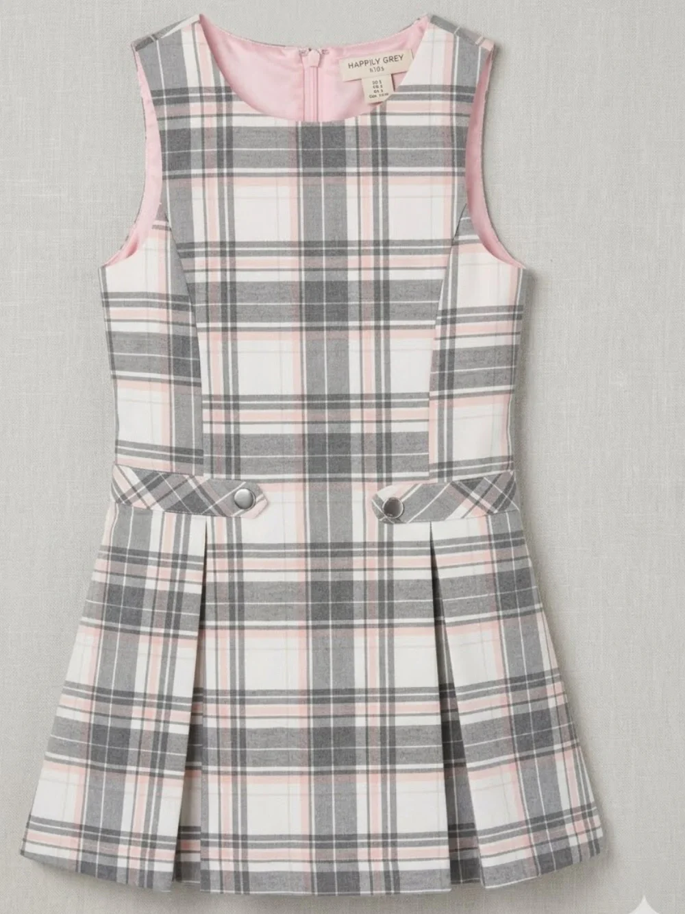 Happily Grey Pink and Gray Plaid Girls' School Dress - fall fashion - size 5